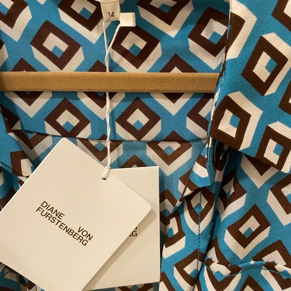 Diane Von Furstenberg Jumpsuit in Diamond Squares Coastal Size 14 - Picture 4 of 5